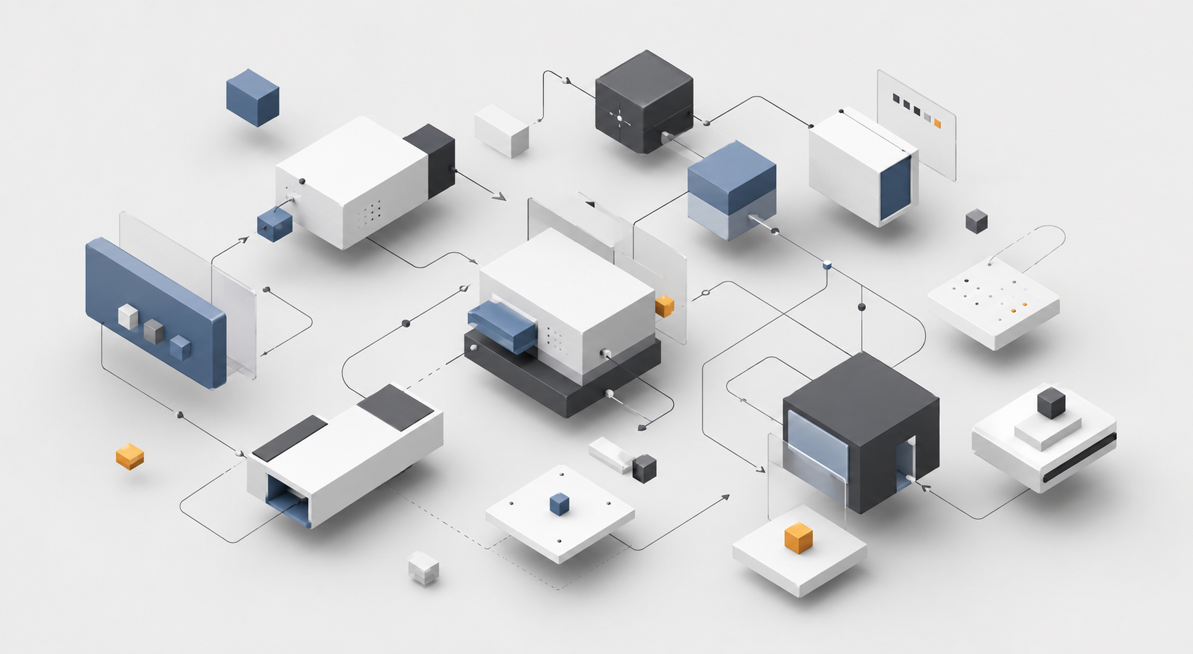 Abstract modular forms connected through a network diagram